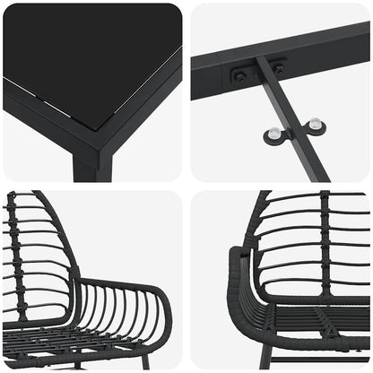 Garden Dining Set 5 pcs Black Poly Rattan