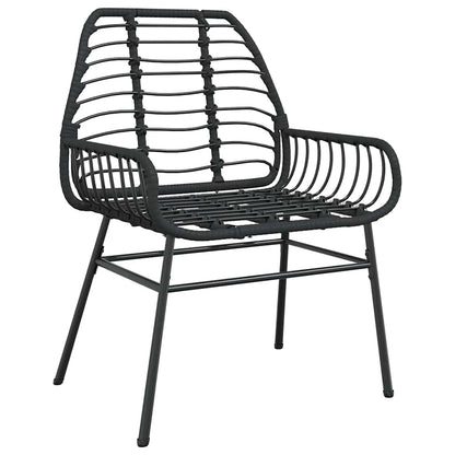 Garden Dining Set 5 pcs Black Poly Rattan