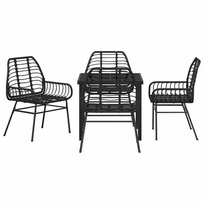 Garden Dining Set 5 pcs Black Poly Rattan