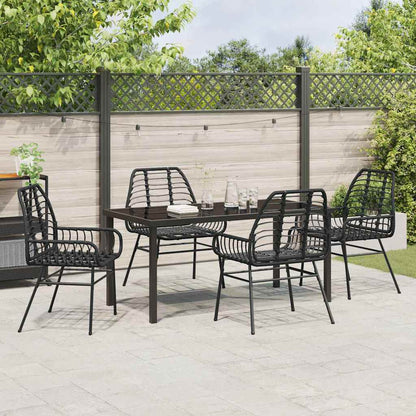 Garden Dining Set 5 pcs Black Poly Rattan