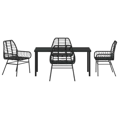 Garden Dining Set 5 pcs Black Poly Rattan
