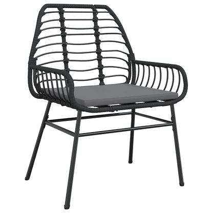 Garden Dining Set 3 pcs Black Poly Rattan