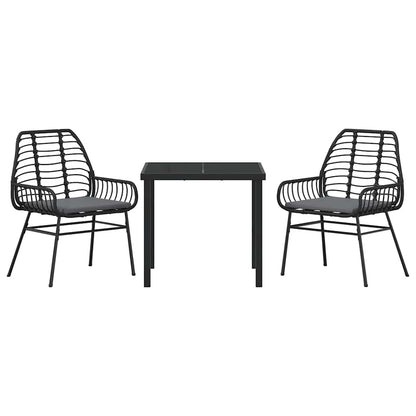 Garden Dining Set 3 pcs Black Poly Rattan
