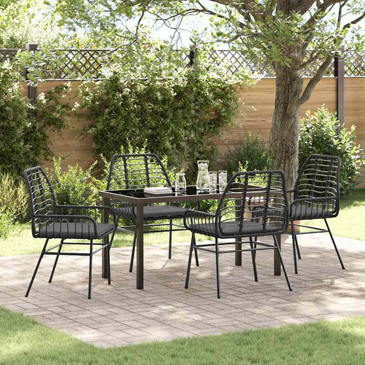 Garden Dining Set 5 pcs Black Poly Rattan