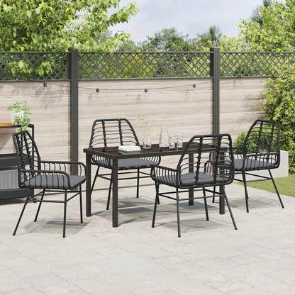 Garden Dining Set 5 pcs Black Poly Rattan