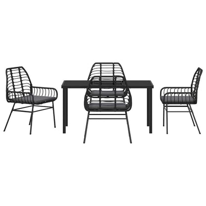 Garden Dining Set 5 pcs Black Poly Rattan