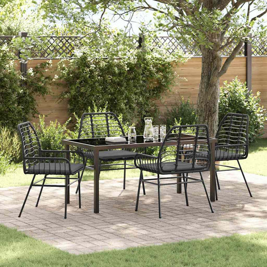 Garden Dining Set 5 pcs Black Poly Rattan