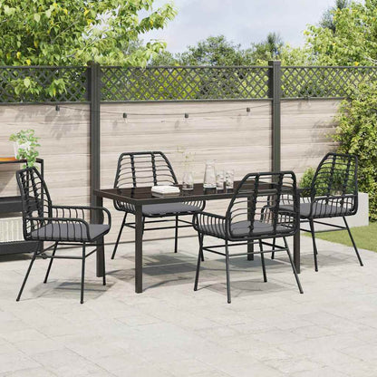 Garden Dining Set 5 pcs Black Poly Rattan