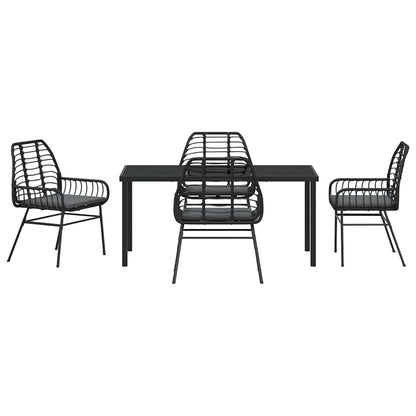 Garden Dining Set 5 pcs Black Poly Rattan