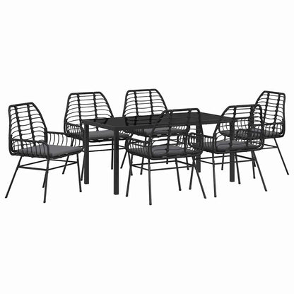 Garden Dining Set 7 pcs Black Poly Rattan