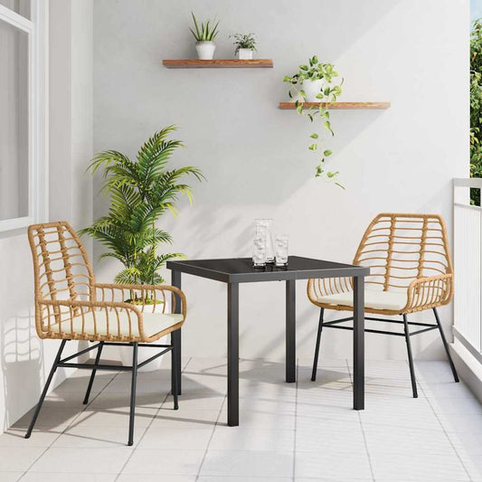 Garden Dining Set 3 pcs Brown Poly Rattan