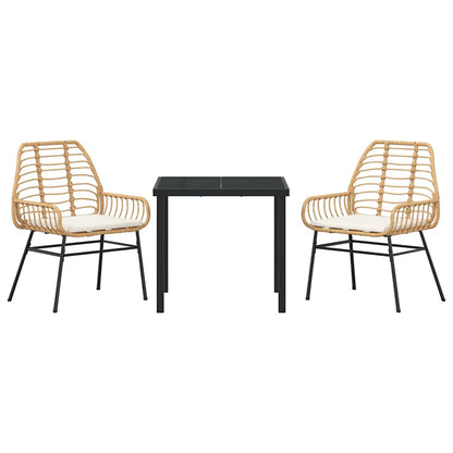 Garden Dining Set 3 pcs Brown Poly Rattan