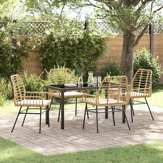 Garden Dining Set 5 pcs Brown Poly Rattan