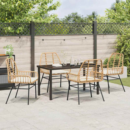 Garden Dining Set 5 pcs Brown Poly Rattan