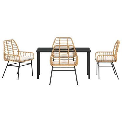 Garden Dining Set 5 pcs Brown Poly Rattan