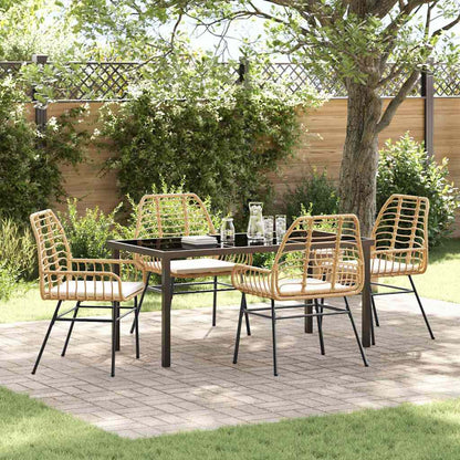 Garden Dining Set 5 pcs Brown Poly Rattan