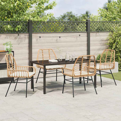 Garden Dining Set 5 pcs Brown Poly Rattan