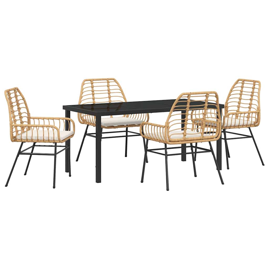 Garden Dining Set 5 pcs Brown Poly Rattan