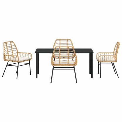 Garden Dining Set 5 pcs Brown Poly Rattan