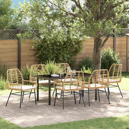 Garden Dining Set 7 pcs Brown Poly Rattan