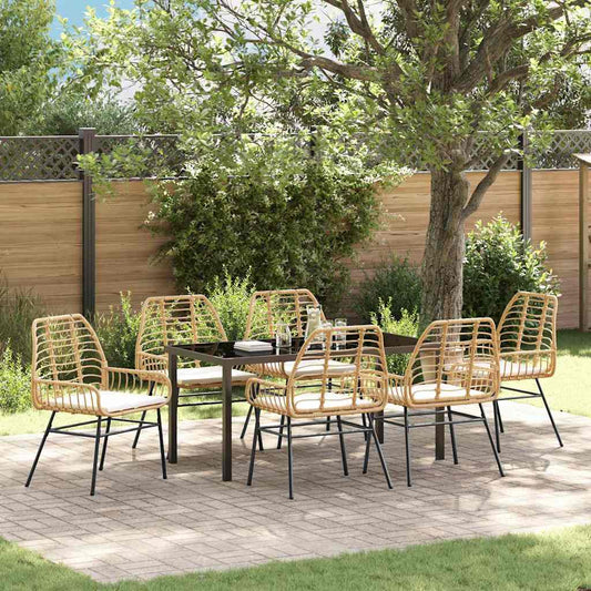 Garden Dining Set 7 pcs Brown Poly Rattan