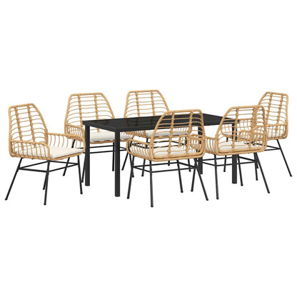 Garden Dining Set 7 pcs Brown Poly Rattan