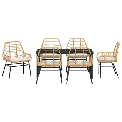 Garden Dining Set 7 pcs Brown Poly Rattan