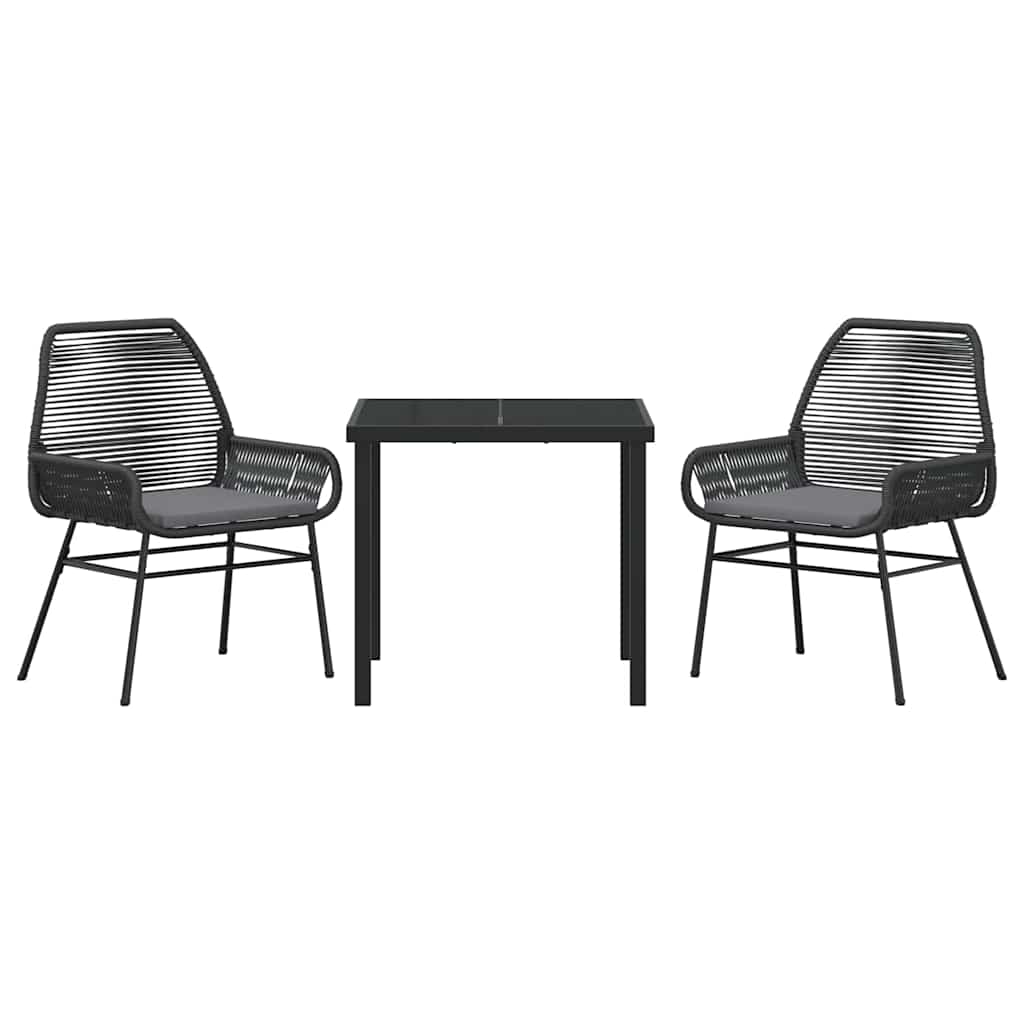 Garden Dining Set 3 pcs Black Poly Rattan