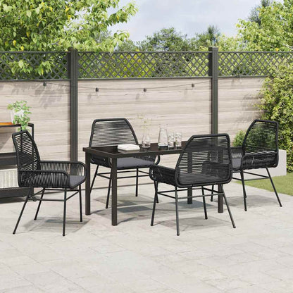 Garden Dining Set 5 pcs Black Poly Rattan