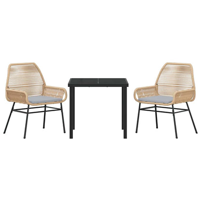 Garden Dining Set 3 pcs Brown Poly Rattan