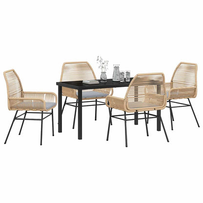 Garden Dining Set 5 pcs Brown Poly Rattan