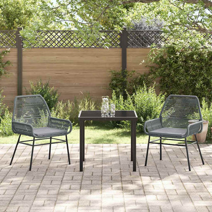 Garden Dining Set 3 pcs Grey Poly Rattan
