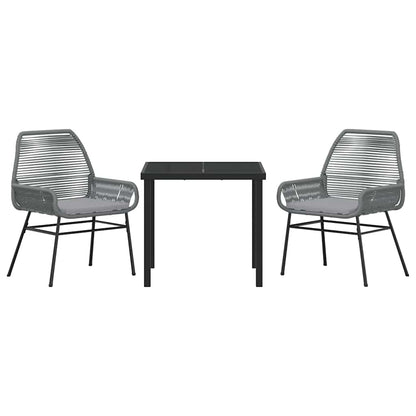 Garden Dining Set 3 pcs Grey Poly Rattan