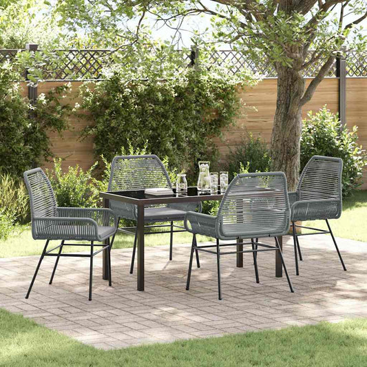 Garden Dining Set 5 pcs Grey Poly Rattan