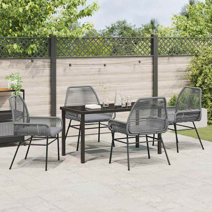 Garden Dining Set 5 pcs Grey Poly Rattan