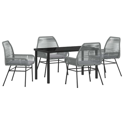 Garden Dining Set 5 pcs Grey Poly Rattan