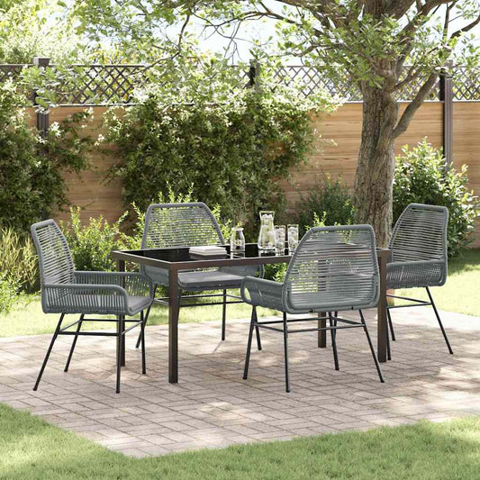 Garden Dining Set 5 pcs Grey Poly Rattan