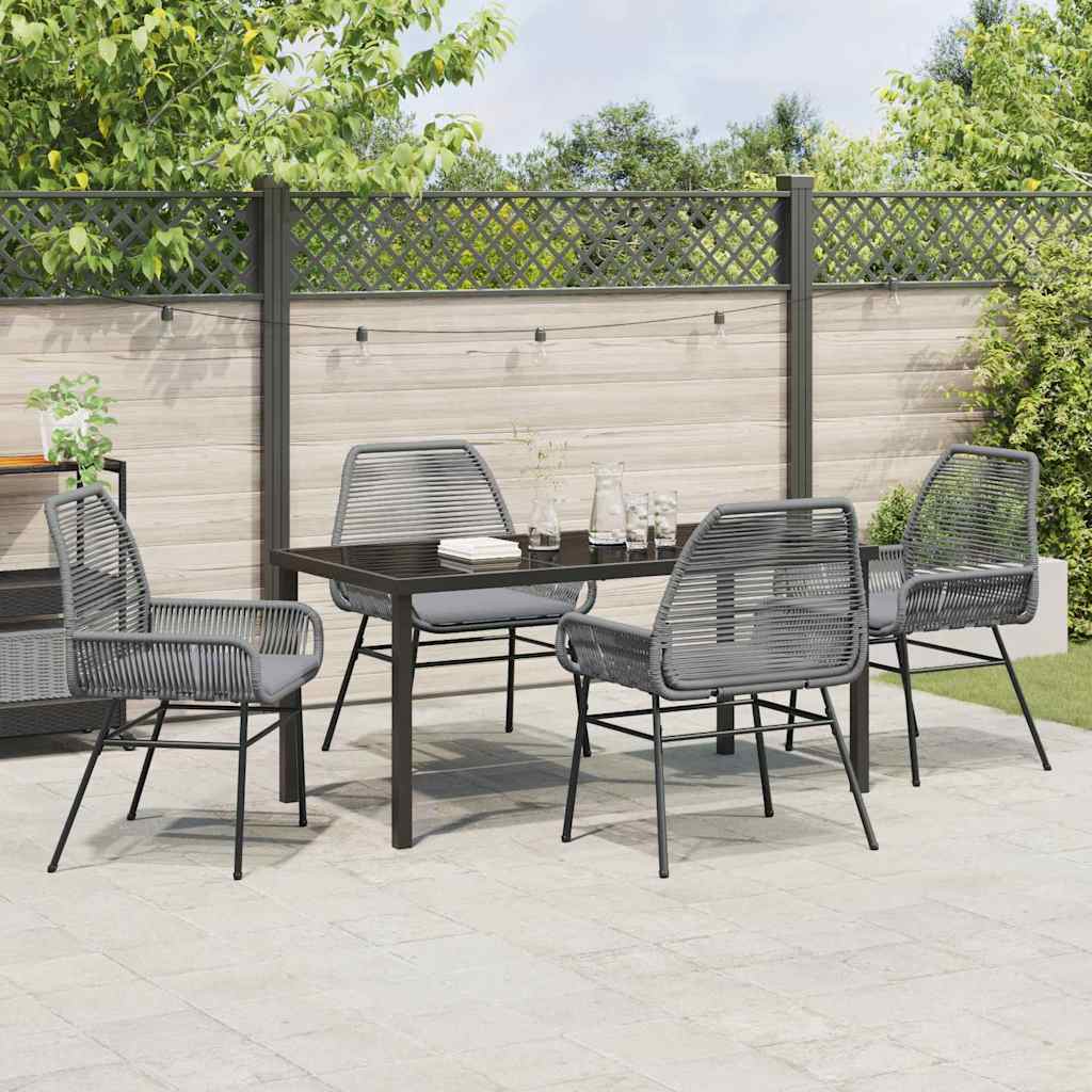 Garden Dining Set 5 pcs Grey Poly Rattan