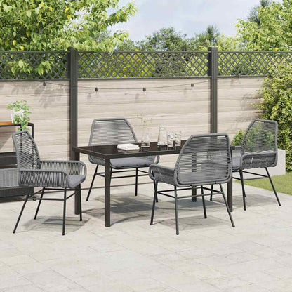 Garden Dining Set 5 pcs Grey Poly Rattan