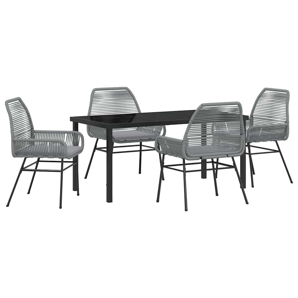 Garden Dining Set 5 pcs Grey Poly Rattan