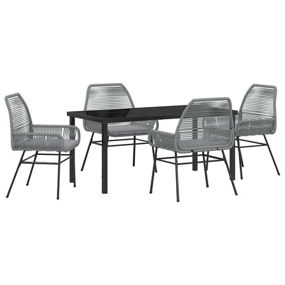Garden Dining Set 5 pcs Grey Poly Rattan