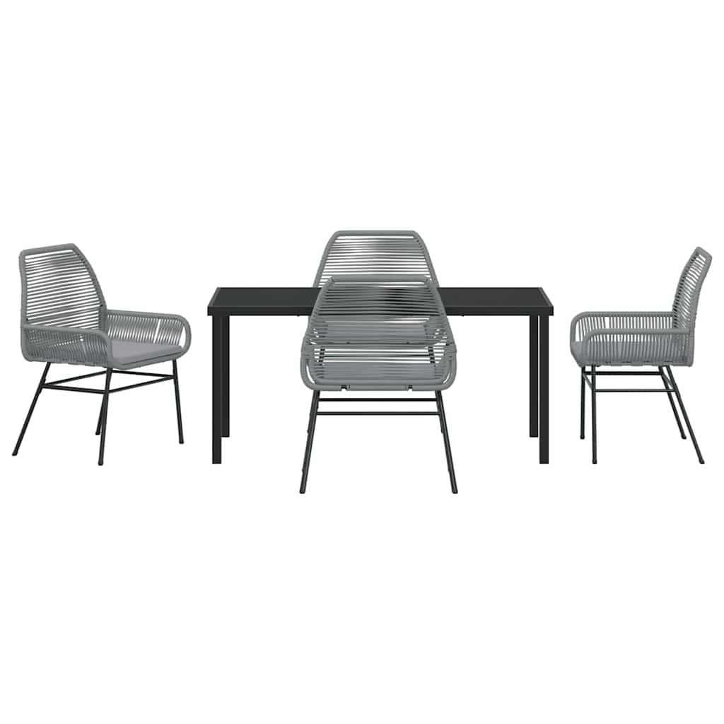 Garden Dining Set 5 pcs Grey Poly Rattan