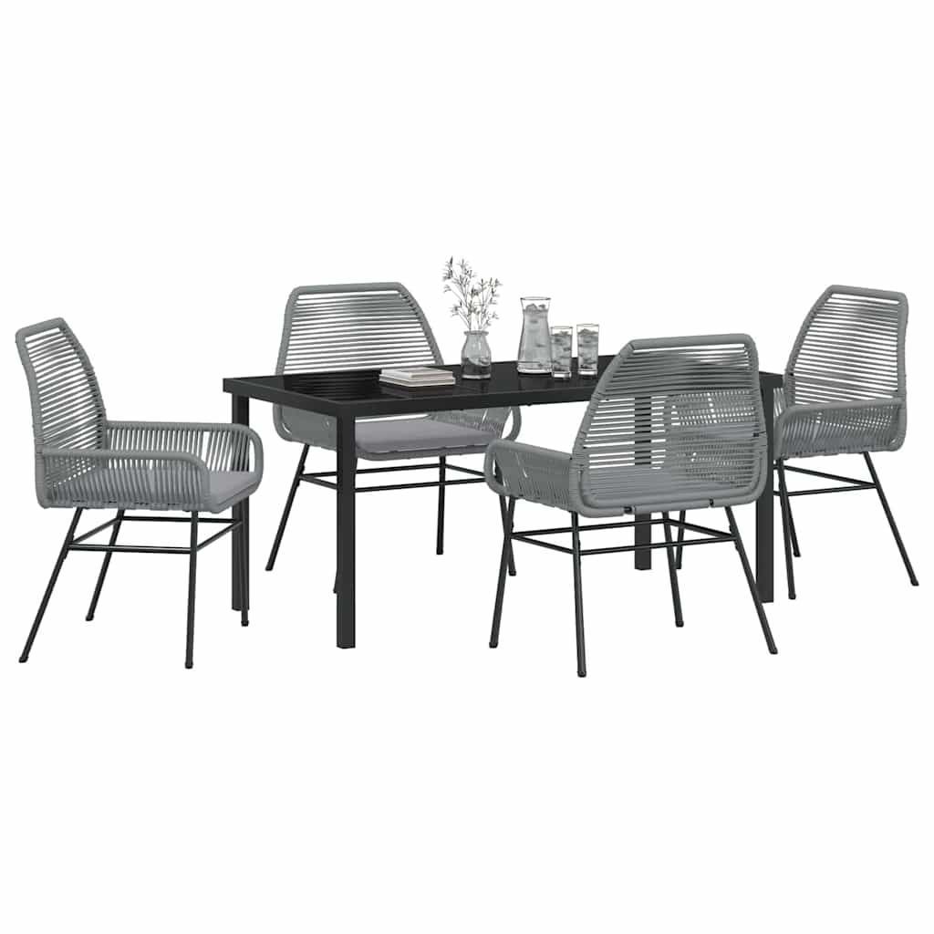 Garden Dining Set 5 pcs Grey Poly Rattan