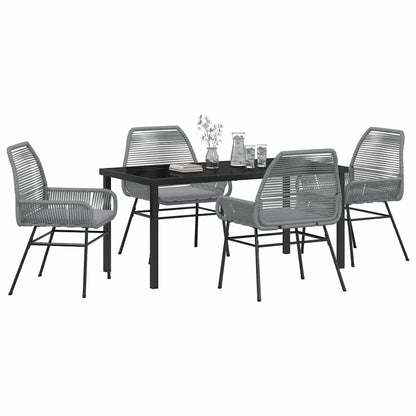 Garden Dining Set 5 pcs Grey Poly Rattan