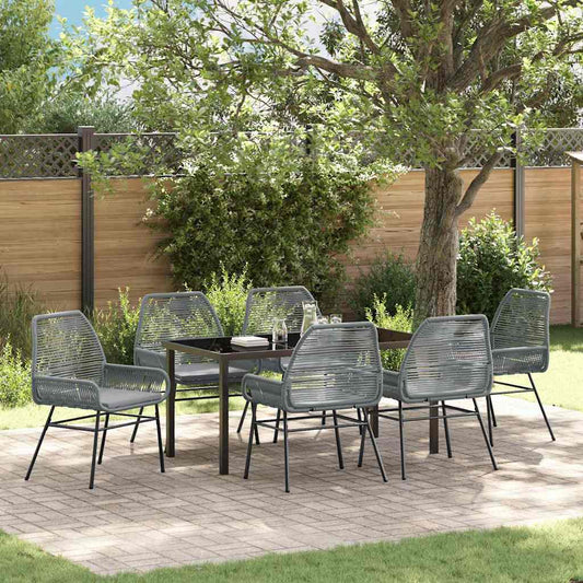 Garden Dining Set 7 pcs Grey Poly Rattan