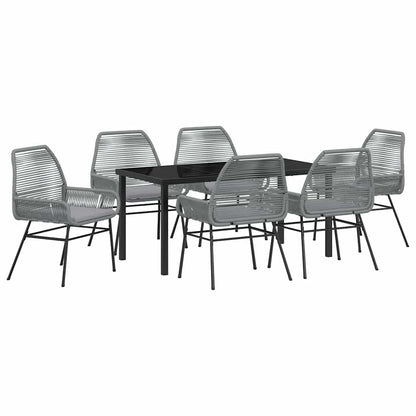 Garden Dining Set 7 pcs Grey Poly Rattan