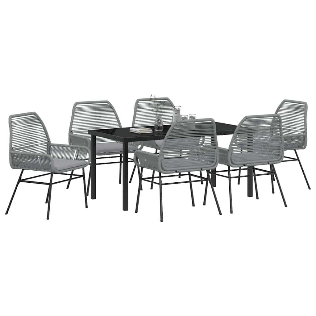 Garden Dining Set 7 pcs Grey Poly Rattan