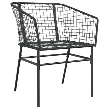 Garden Dining Set 3 pcs Black Poly Rattan