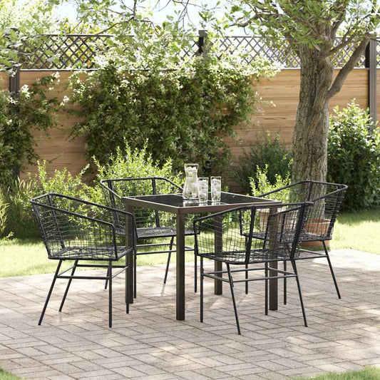 Garden Dining Set 5 pcs Black Poly Rattan