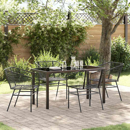 Garden Dining Set 5 pcs Black Poly Rattan